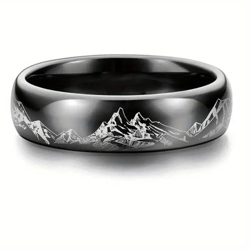 Ring with Mountains for Men black