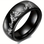 Ring with Mountains for Men black