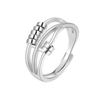 Rotating Bead Anxiety Ring for Women Silver