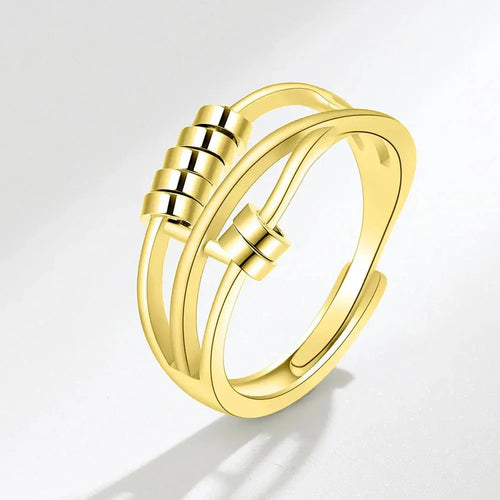 Rotating Bead Anxiety Ring for Women Gold