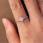 Ring with 4-Leaf Clover in Zircon