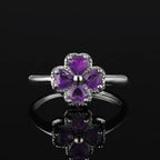 Ring with Four-Leaf Clover in Amethyst Stone