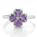 Ring with Four-Leaf Clover in Amethyst Stone