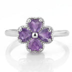 Ring with Four-Leaf Clover in Amethyst Stone