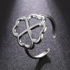 Four-Leaf Clover Ring for Women silver