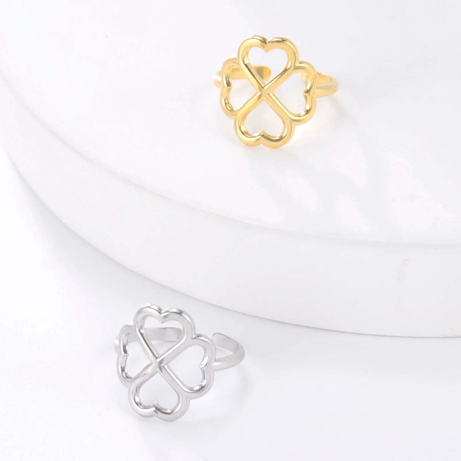 Four-Leaf Clover Ring for Women silver