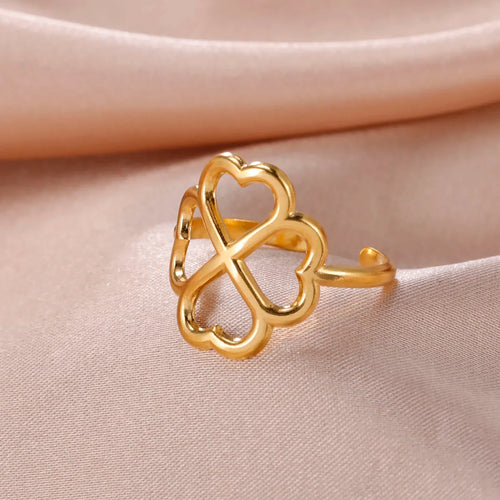 Four-Leaf Clover Ring for Women gold