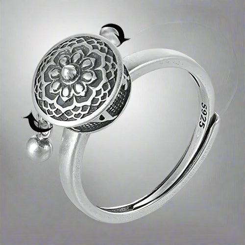 Buddhist Lotus Flower Silver Ring