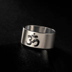 Tibetan Om Buddhist Ring in silver