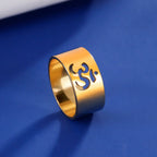 Tibetan Om Buddhist Ring in gold