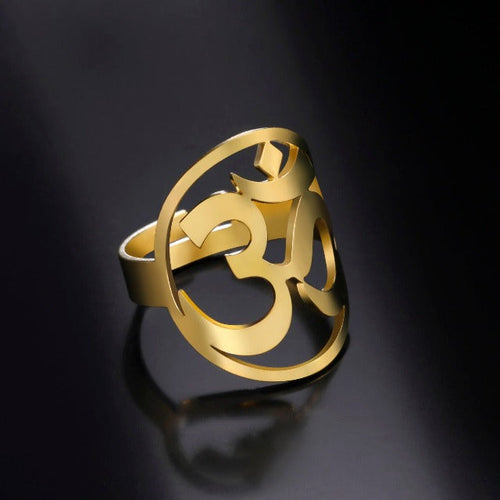 Tibetan Om Buddhist Ring Signet Ring Men Women Gold