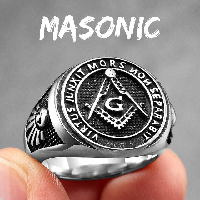 Masonic Signet Ring Men's Silver Ring 
