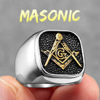 Masonic Signet Ring Men's Silver Gold Ring