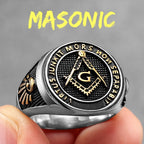 Masonic Signet Ring Men's Silver Gold Ring