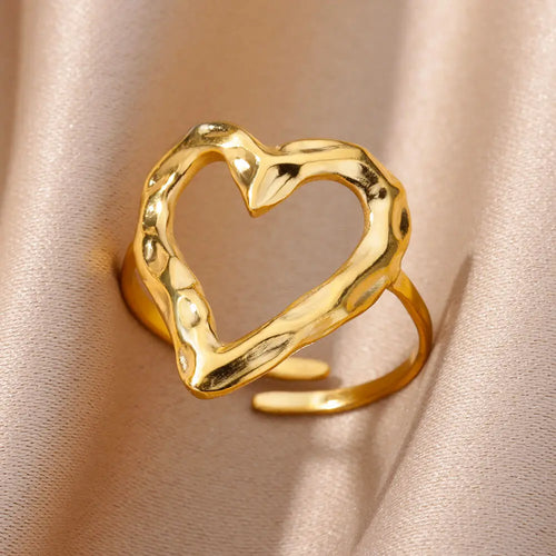 Women’s Adjustable Heart Ring Gold