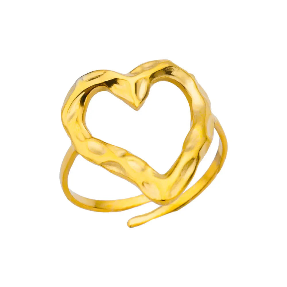 Women’s Adjustable Heart Ring Gold