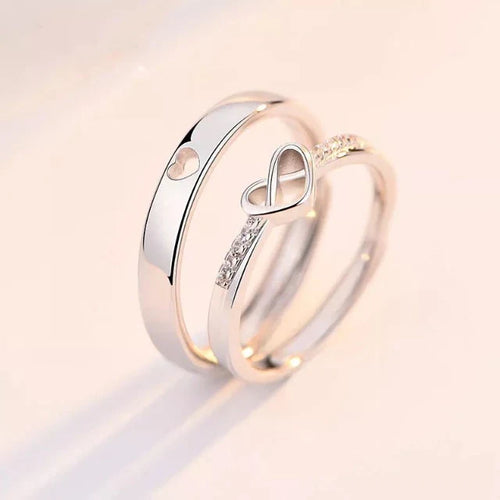 Silver Heart Ring and Diamonds (Set of 2)
