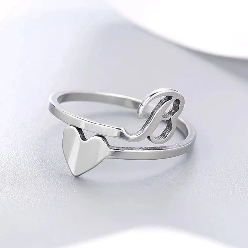 Silver Initial Heart Ring B