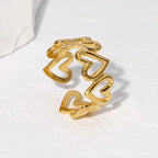 Adjustable Heart Ring for Women Gold