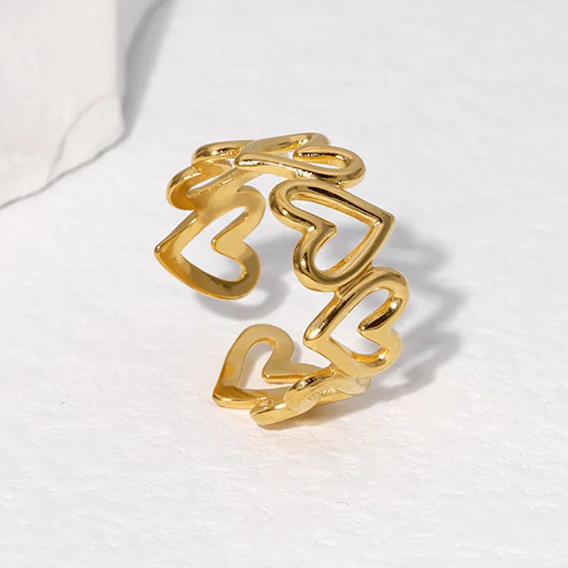 Adjustable Heart Ring for Women Gold