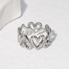Adjustable Heart Ring for Women Silver