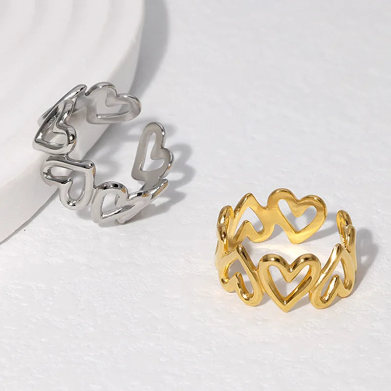 Adjustable Heart Ring for Women Gold