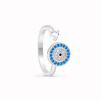 Anti-Anxiety Ring with Turkish Greek Blue Eye Matiasma Mataki