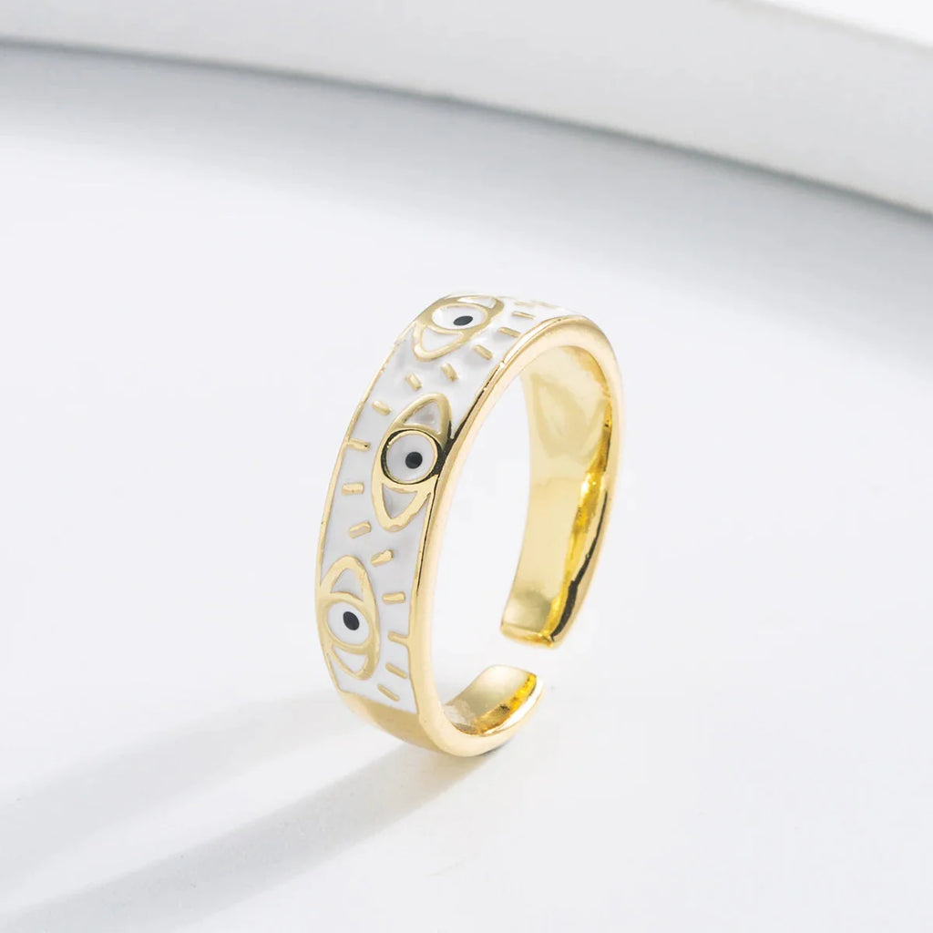 Turkish Blue Evil Eye Ring White Ring