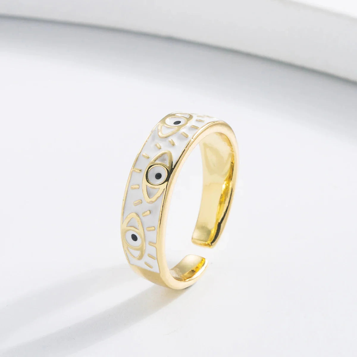Turkish Blue Evil Eye Ring White Ring