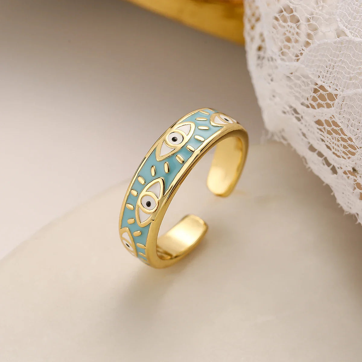 Turkish Blue Evil Eye Ring Turquoise Ring