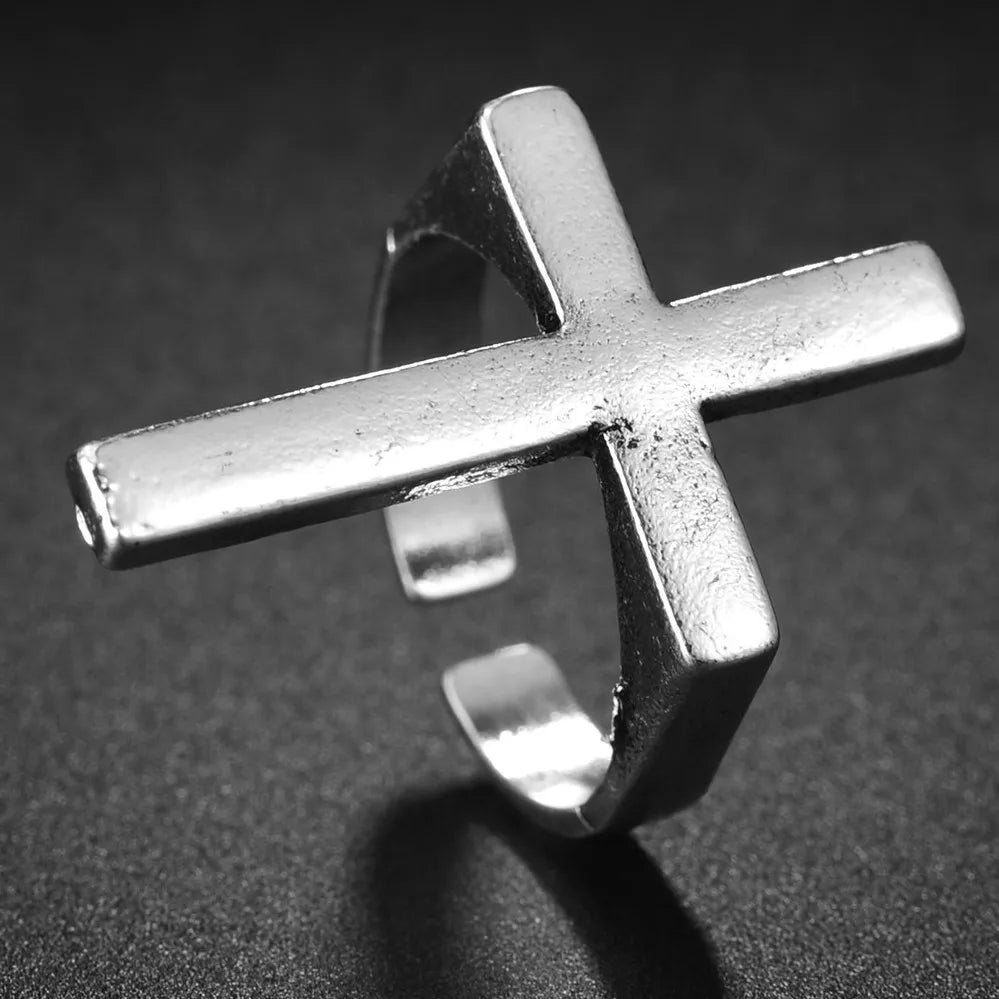 Men's Cross Ring Signet Silver