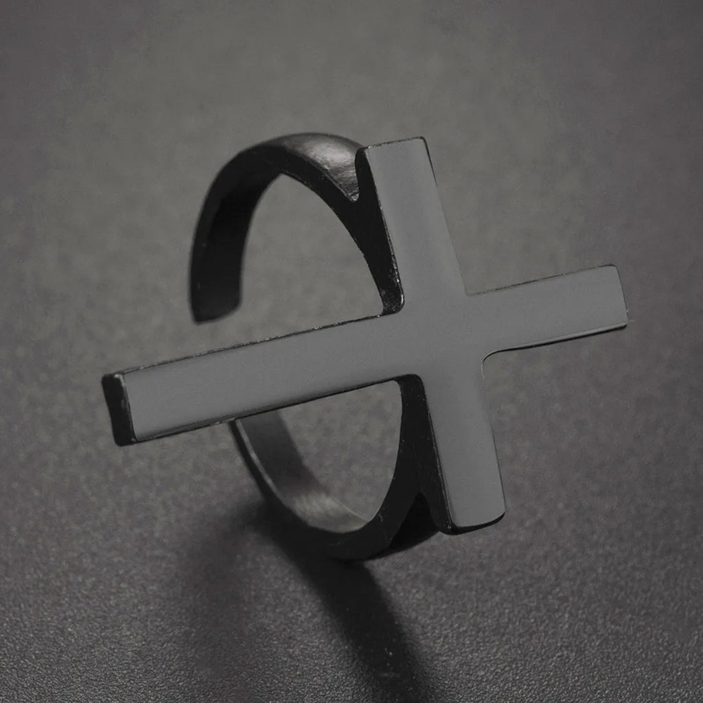 Men's Cross Ring Signet Black