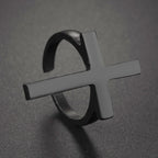 Men's Cross Ring Signet Black