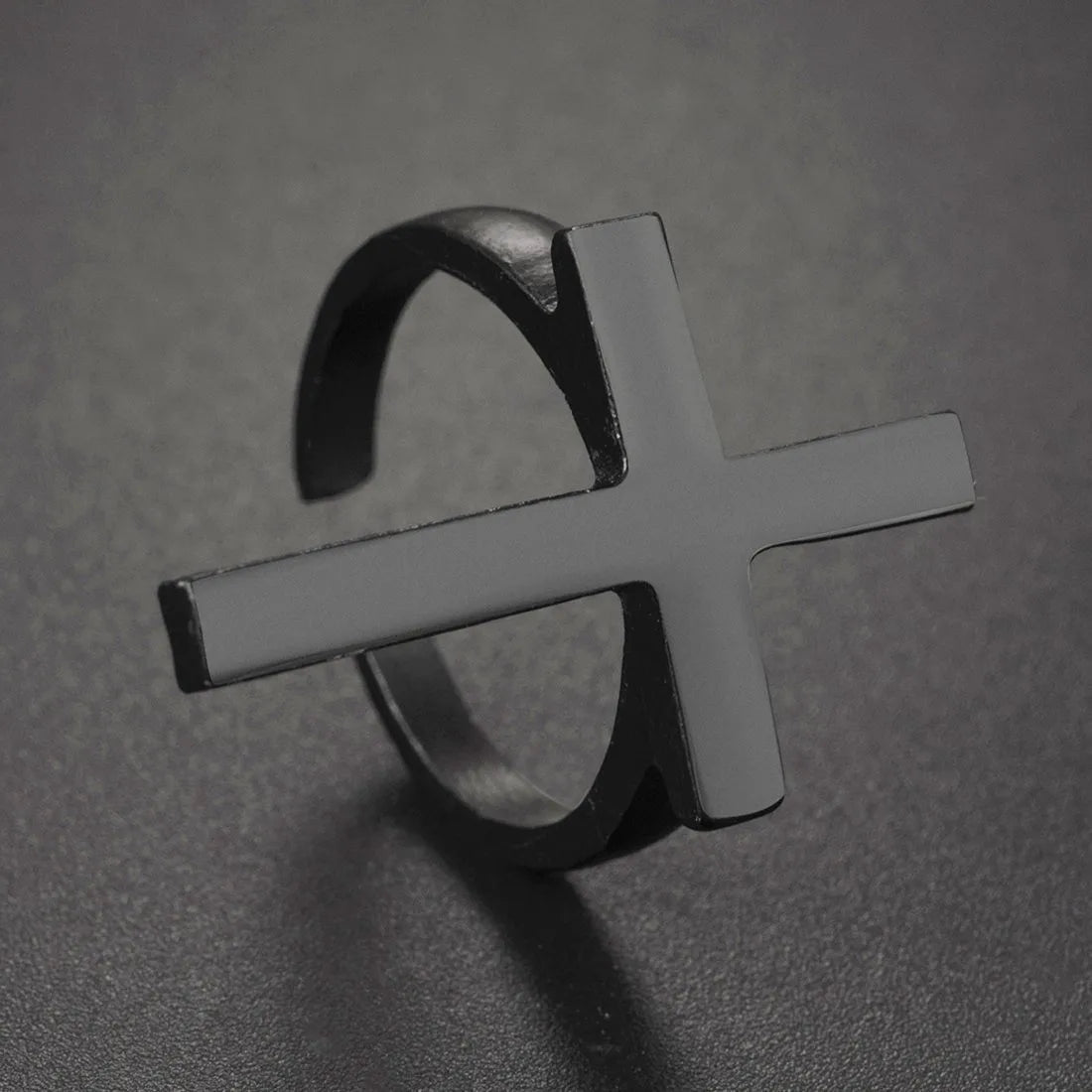 Men's Cross Ring Signet Black