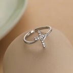 Cross Ring & Zircon Stone Women silver