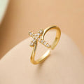 Cross Ring & Zircon Stone Women gold