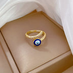 Blue Evil Eye and Zircon Protection Ring