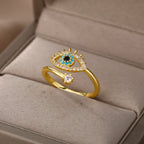 Diamond Ring against the Blue Greek Turkish Evil Eye Matiasma Mataki Gold
