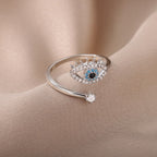 Diamond Ring against the Blue Greek Turkish Evil Eye Matiasma Mataki Silver