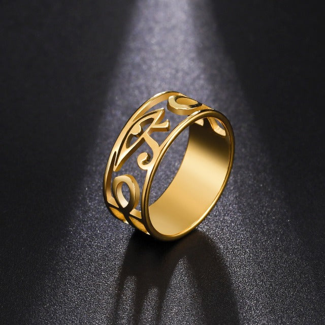Egyptian Women’s Ring Eye of Horus Gold Ring