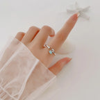 Starfish, Scallop Shell and Zircon Ring in Silver
