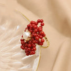 Coral Flower-Shaped Ring with Pearls