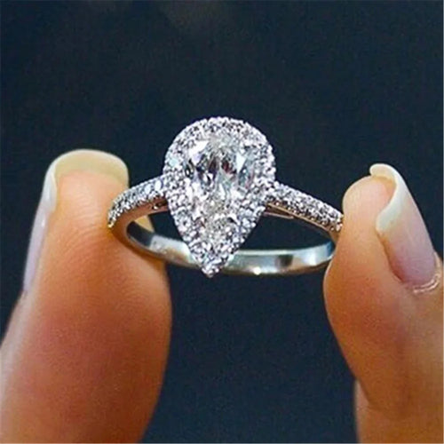 Teardrop Zircon Ring Silver