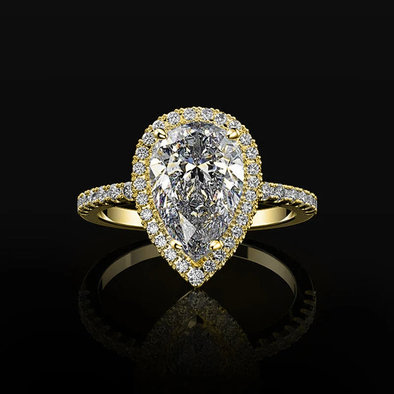 Teardrop Zircon Ring Gold