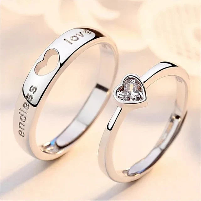 Endless Love Ring in Silver and Diamonds (Set of 2)