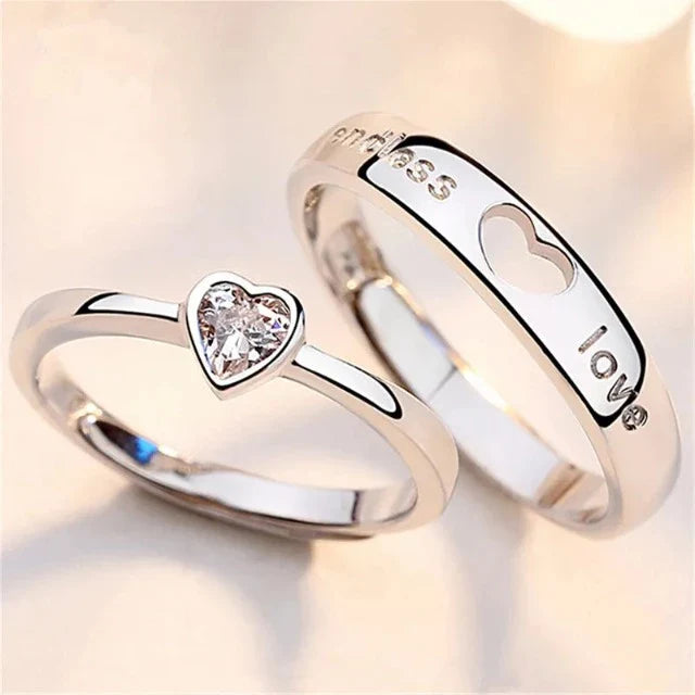 Endless Love Ring in Silver and Diamonds (Set of 2)
