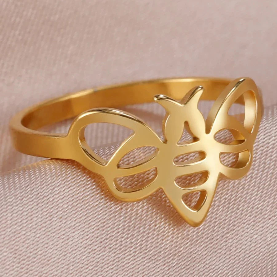 Women's gold bee ring