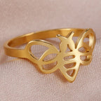 Women's gold bee ring