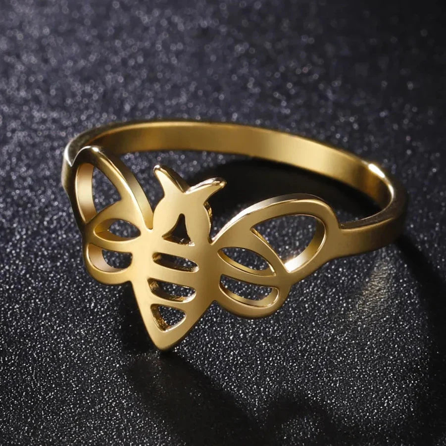 Women's gold bee ring