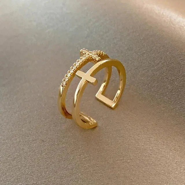 Women’s Cross Christian Ring in Gold